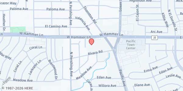 Map showing Holy Cross United Methodist Church at 1200 W Hammer Ln, Stockton, CA