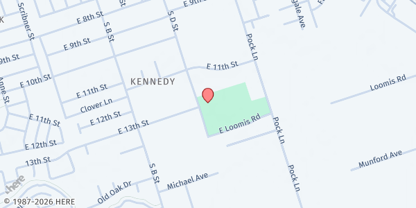 Map showing Kennedy Community Center at 2800 S. D Street, Stockton, CA