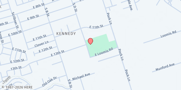 Map showing Kennedy Community Center at 2800 S D St, Stockton, CA