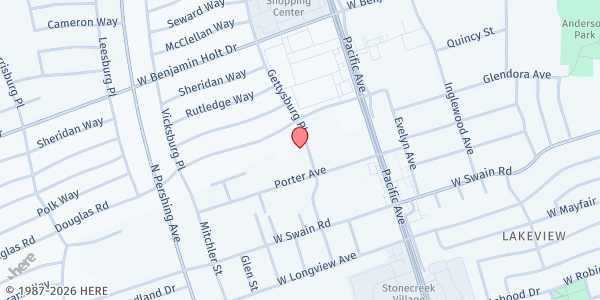 Map showing Lincoln Presbyterian Church at 6241 Gettysburg Place, Stockton, CA