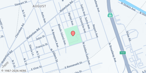 Map showing Northeast Community Center at 2885 E Harding Way, Stockton, CA