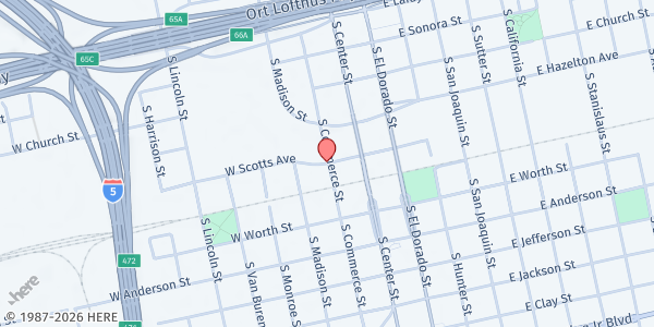 Map showing Scotts Avenue - Under the Bridge at 104 W. Scotts Ave., Stockton, CA