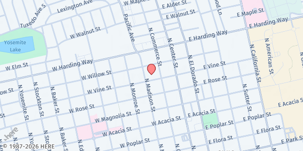Map showing SDA Stockton at 135 W. Vine St., Stockton, CA