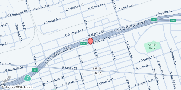 Map showing Seventh-Day Adventist Church at 2290 E. Market Street, Stockton, CA