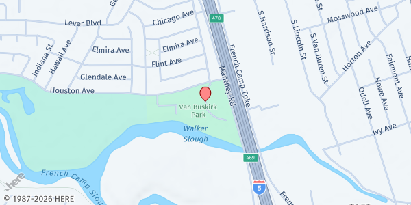 Map showing Van Buskirk Park Pet Pantry at Van Buskirk Park pet pantry, Stockton, CA