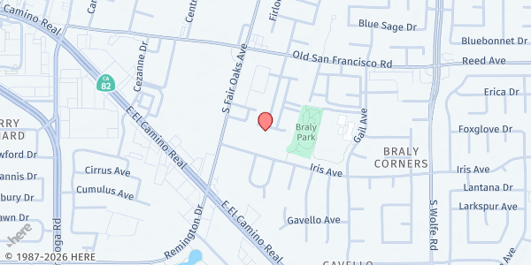 Map showing MidPen - Garland Plaza Apartments at 662 Garland Avenue, Sunnyvale, CA
