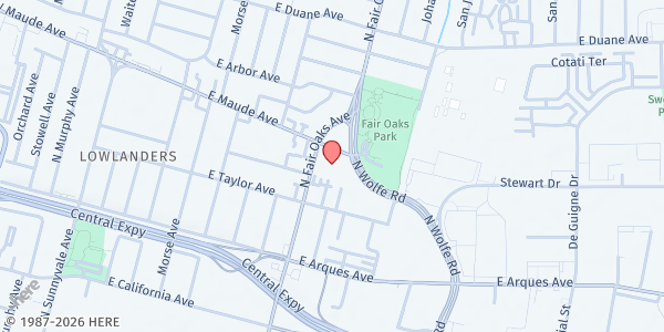 Map showing MidPen - Onizuka Crossing at 620 East Maude Avenue, Sunnyvale, CA