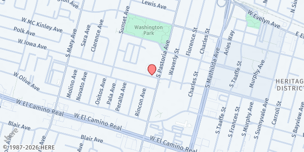 Map showing Sunnyvale School District at 819 W. Iowa Avenue, Sunnyvale, CA