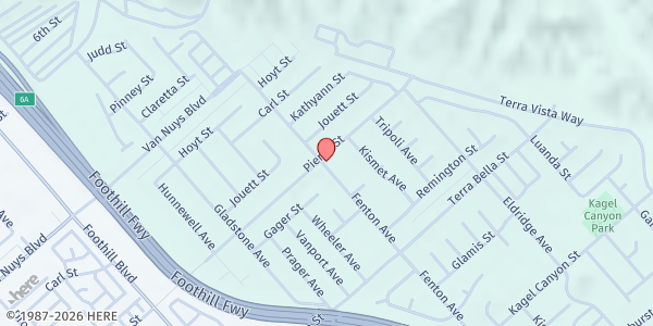 Map showing Peace Lutheran Church at 11690 Fenton Avenue, Sylmar, CA