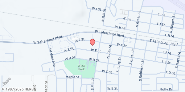 Map showing Saint Malachy Conference Vincent de Paul at 407 W E St, Tehachapi, CA