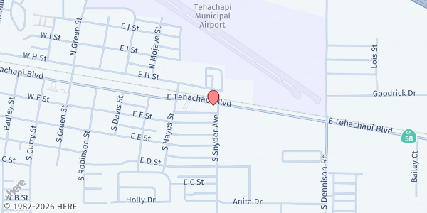 Map showing Salvation Army Tehachapi-Commodity at 538 East Tehachapi Blvd., Tehachapi, CA