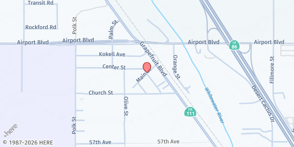 Map showing Christ Is Salvation Church at 87295 Main St, Thermal, CA