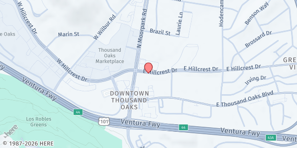 Map showing Lutheran Social Services Center- Ventura County Office at 80 E. Hillcrest Drive, Thousand Oaks, CA