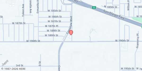 Map showing Community's Child - Infant Pantry at 18807 Crenshaw Place, Torrance, CA