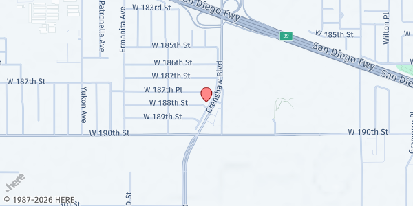 Map showing Encounter Community Church at 18749 Crenshaw Blvd., Torrance, CA