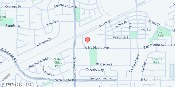 Map showing Bread of Life - Tracy - City on a Hill Mission Church at 489 W. Mt. Diablo Ave., Tracy, CA