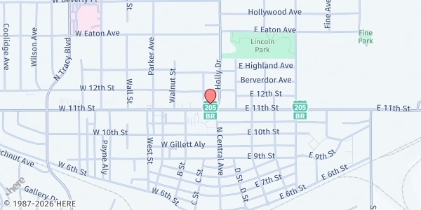 Map showing El Concilio Tracy at 95 W 11th St #206, Tracy, CA