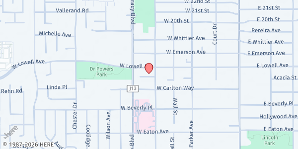 Map showing New Heart Church of the Nazarene at 1647 Bessie Ave., Tracy, CA