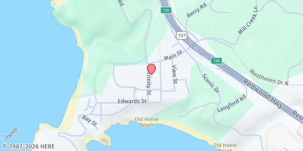 Map showing Trinidad Town Hall at 409 Trinity St, Trinidad, CA