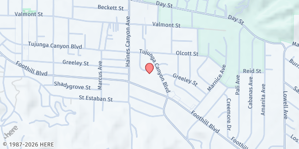 Map showing Tujunga United Methodist Church - Bailey Human Care Center at 9901 Tujunga Canyon Boulevard, Tujunga, CA
