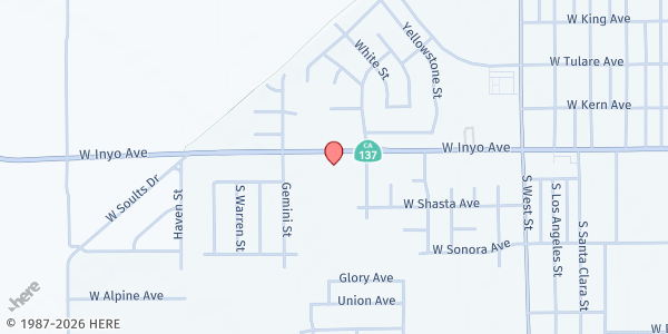 Map showing Iglesia Jesus Es El Senor at 1917 W. Inyo Ave., Tulare, CA