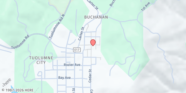 Map showing ATCAA Tuolumne Pantry at 18851 Cedar St, Tuolumne, CA