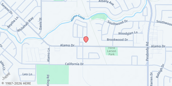 Map showing Leaven Kids Center at 1625 Alamo Dr, Vacaville, CA