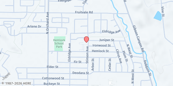 Map showing St. Mary's Catholic Church (Drive-Thru) at 350 Stinson Ave, Vacaville, CA