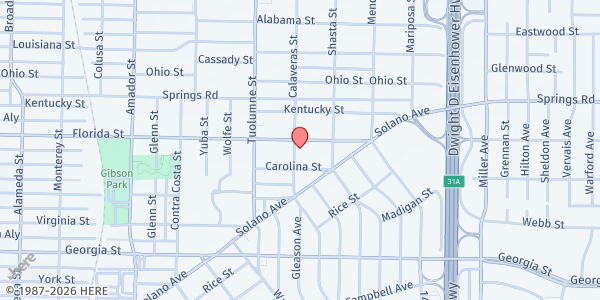 Map showing Friendship Missionary Baptist Church at 1905 Florida St, Vallejo, CA