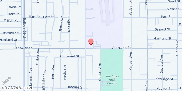Map showing SOVA West Location at 16439 Vanowen St., Van Nuys, CA