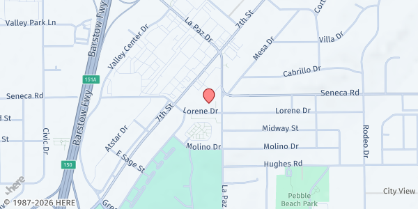 Map showing SDA Victorville Church Gods LightHouse at 16070 Lorene Drive, Victorville, CA