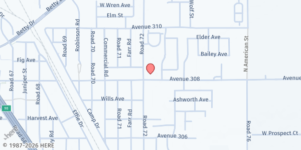 Map showing Goshen Family Health Care Network (VEAC) at 7210 Ave. 308, Visalia, CA