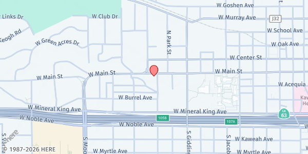 Map showing The Salvation Army Visalia at 1501 W. Main St., Visalia, CA
