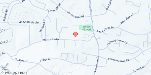 Map showing Vista Samoan Seventh-day Adventist Church at 1175 Melrose Way, Vista, CA