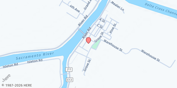 Map showing South County Services - Walnut Grove Library at 14177 Market Street, Walnut Grove, CA