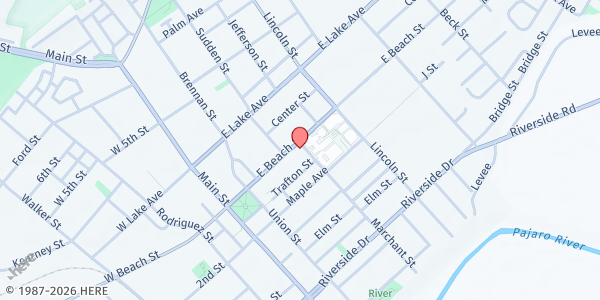 Map showing Salud Para La Gente Clinic Parking Lot at 204 East Beach Street, Watsonville, CA