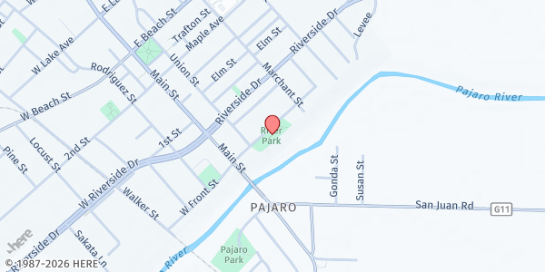 Map showing Westview Presbyterian Church at Pajaro River Park - East Front St., Watsonville, CA