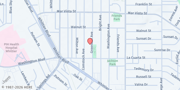 Map showing Boys & Girls Club of Whittier - Main Clubhouse at 7905 S. Greenleaf Ave, Whittier, CA