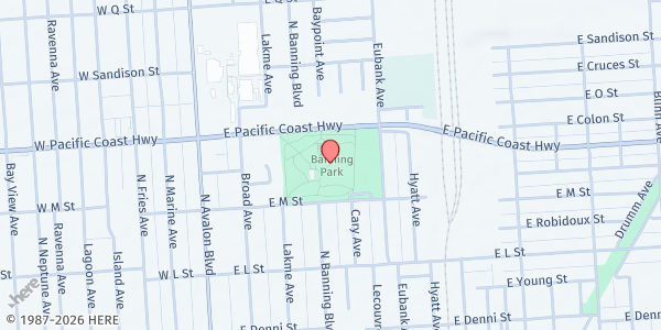 Map showing Wilmington Senior Citizen Center at 1371 Eubank Ave., Wilmington, CA