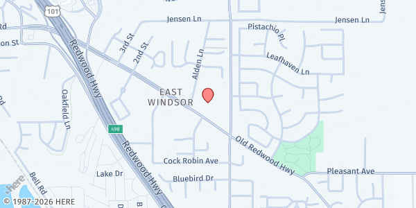 Map showing Our Lady of Guadalupe Church at 8400 Old Redwood Hwy, Windsor, CA