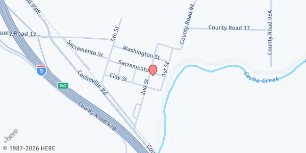 Map showing Yolo Library at 37817 Sacramento St, Yolo, CA