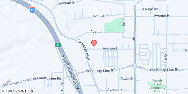 Map showing Alpha and Omega Ministry at 34030 Ave J, Yucaipa, CA