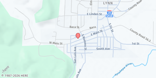 Map showing In Faith, Unspeakable Gift Fellowship at 125 W. Main St., Aguilar, CO