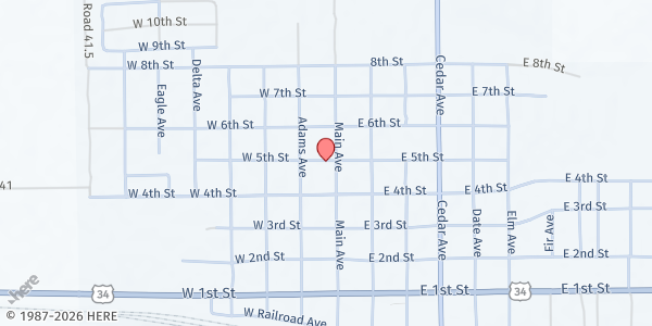 Map showing Department of Human Services - Akron at 126 W 5th St, Akron, CO