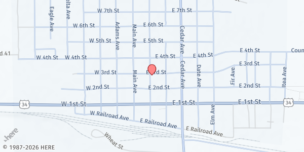 Map showing First Presbyterian Church-Akron at 282 Ash Ave, Akron, CO