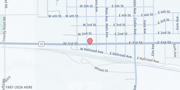Map showing Washington County Connections - Akron at 551 W 2nd St, Akron, CO