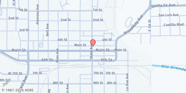 Map showing San Luis Valley Local Foods Coalition - Alamosa at 412 State Ave, Alamosa, CO