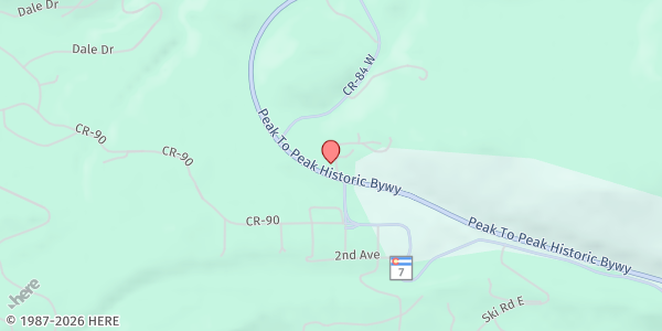 Map showing AllenSpark Community Cupboard Food Bank at 14863 Highway 7, ALLENSPARK, CO