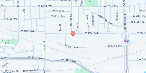 Map showing Agape Life Church at 5970 W 60th Ave, Arvada, CO