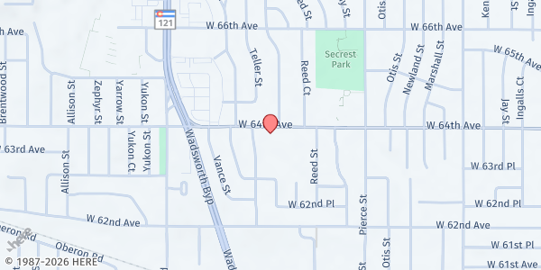 Map showing Arvada Seventh Day Adventist Church at 7090 W. 64th Ave, Arvada, CO